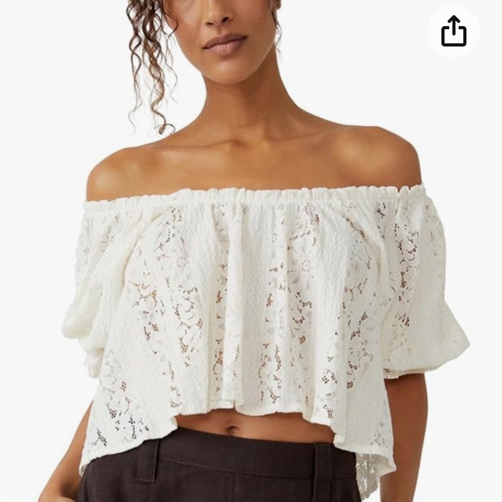 Free People Stacey lace cropped top never worn size S